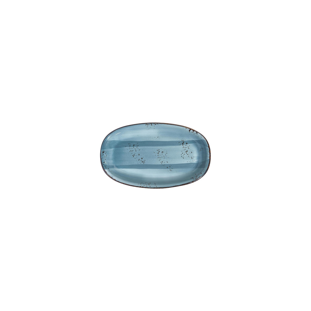 Turgla Infinity 7.5Inch  x 4.25Inch  x h:1Inch  Oval Turquoise Vitrified Platter SKU: T-HAINZT19OV-12