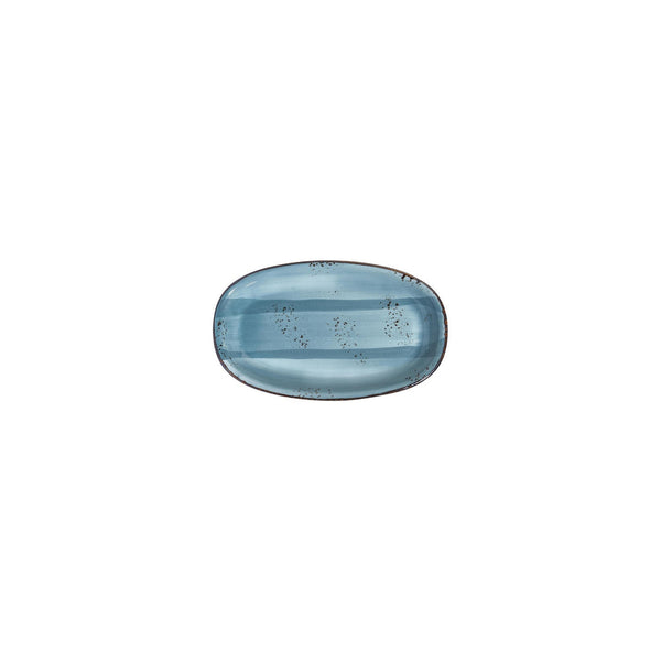 Turgla Infinity 7.5Inch  x 4.25Inch  x h:1Inch  Oval Turquoise Vitrified Platter SKU: T-HAINZT19OV-12
