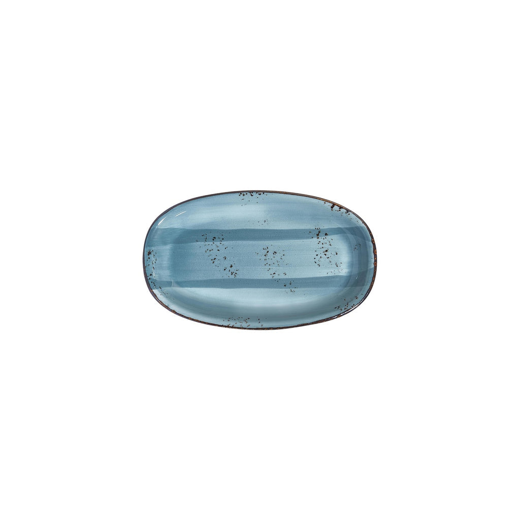 Turgla Infinity 9.5Inch  x 5.75Inch  x h:1Inch  Oval Turquoise Vitrified Platter SKU: T-HAINZT24OV-12