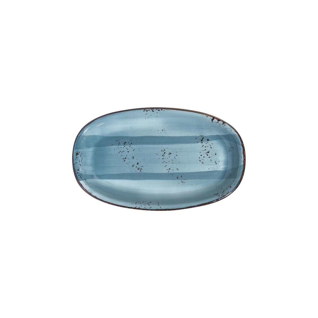 Turgla Infinity 11.5Inch  x 7Inch  x h:1.25Inch  Oval Turquoise Vitrified Platter SKU: T-HAINZT29OV-6