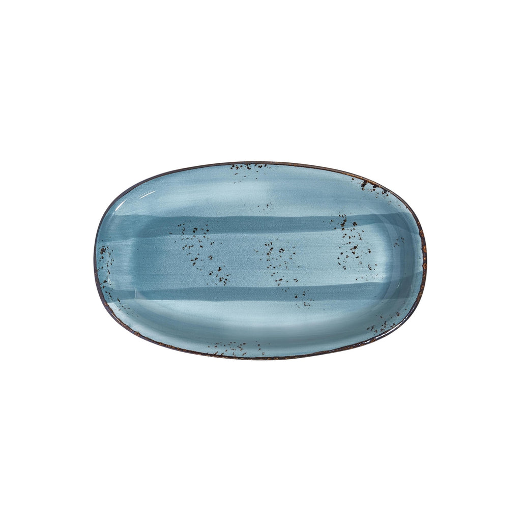 Turgla Infinity 13.5Inch  x 8Inch  x h:1.5Inch  Oval Turquoise Vitrified Platter SKU: T-HAINZT34OV-6