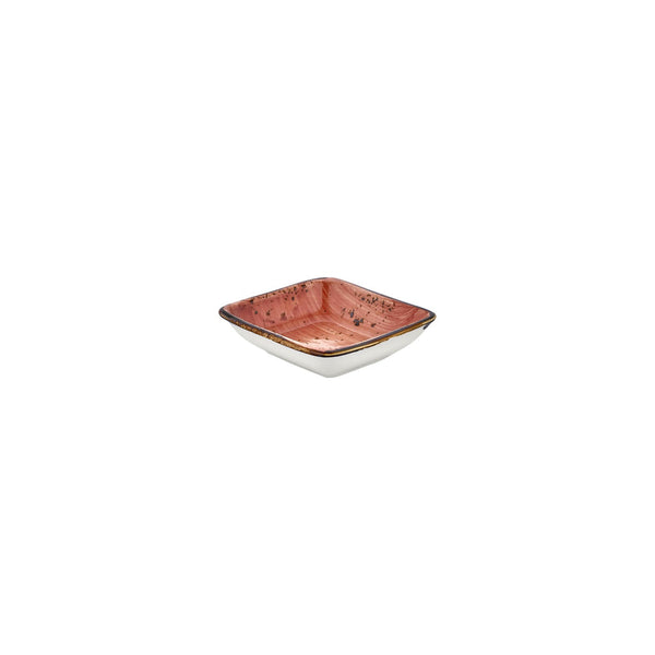 Turgla Laterite 4Inch  x 3.5Inch  x h:0.5Inch  2 oz. Square Orange Vitrified Bowl SKU: T-HALTAR13KS-24