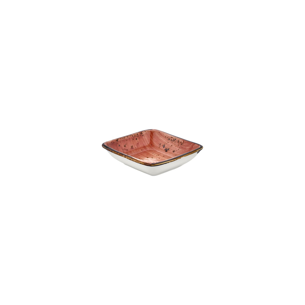 Turgla Laterite 4Inch  x 3.5Inch  x h:0.5Inch  2 oz. Square Orange Vitrified Bowl SKU: T-HALTAR13KS-24