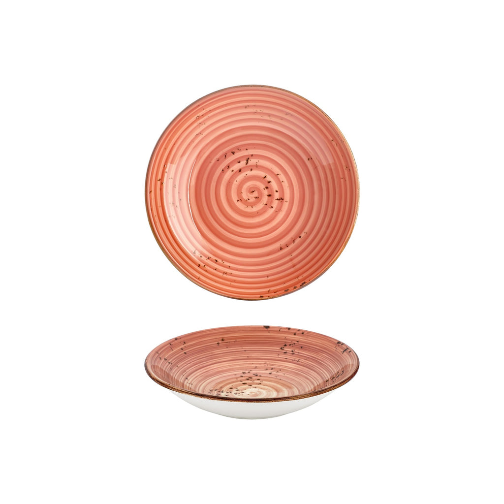 Turgla Laterite dia.9Inch  h:1.75Inch  34 oz. Round Orange Vitrified Deep Plate SKU: T-HALTFL23CK-6