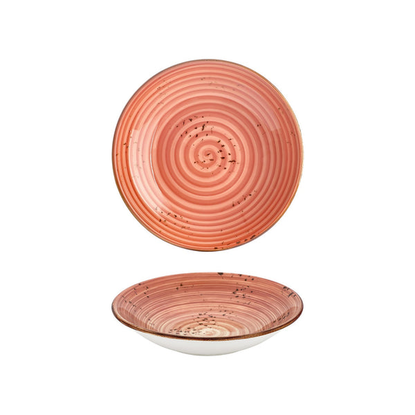 Turgla Laterite dia.9.75Inch  h:2Inch  44 oz. Round Orange Vitrified Deep Plate SKU: T-HALTFL25CK-6