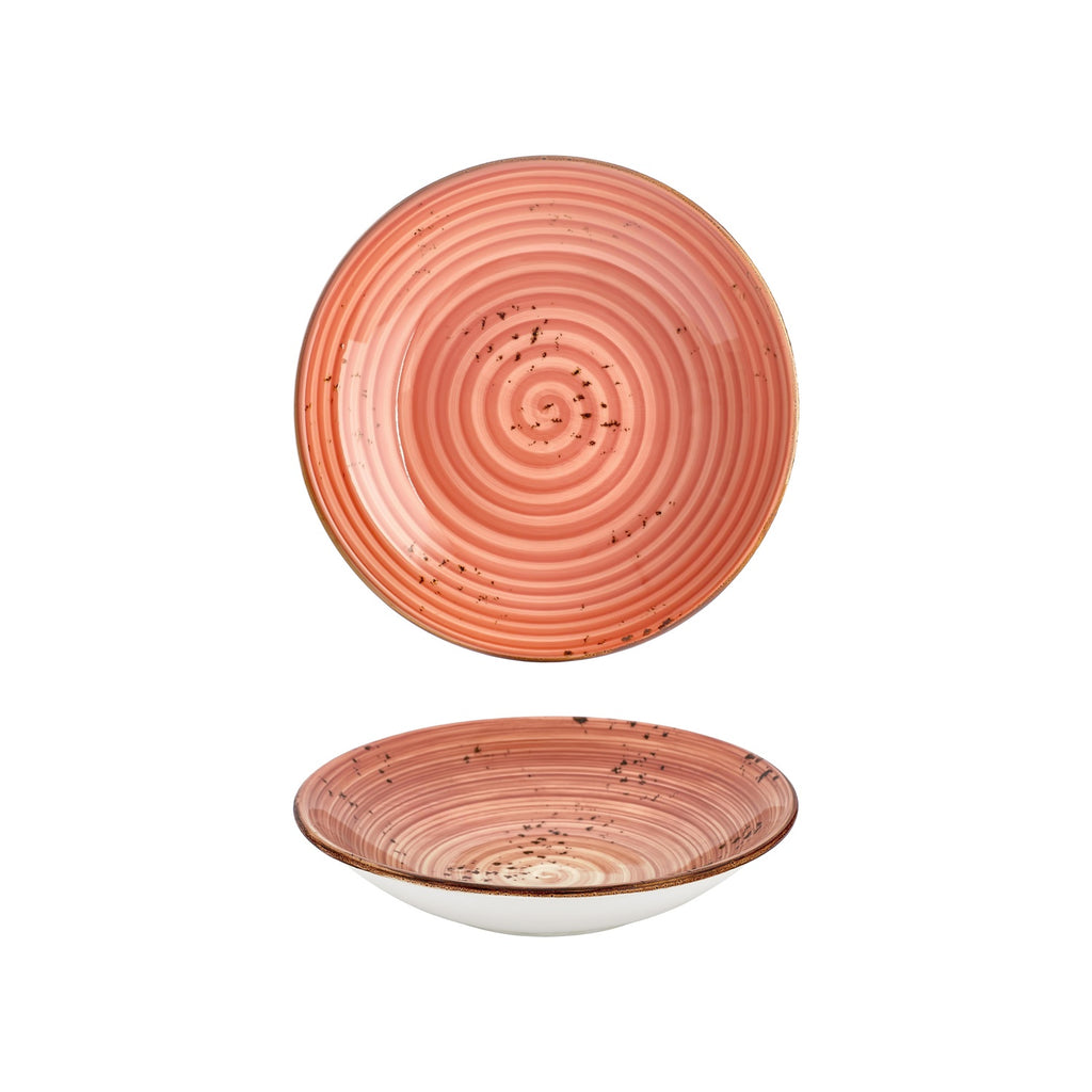 Turgla Laterite dia.9.75Inch  h:2Inch  44 oz. Round Orange Vitrified Deep Plate SKU: T-HALTFL25CK-6