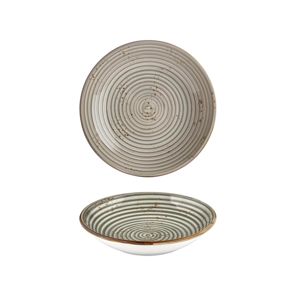 Turgla Supreme dia.9.75Inch  h:2Inch  44 oz. Round Gray Vitrified Deep Plate SKU: T-HASPFL25CK-6