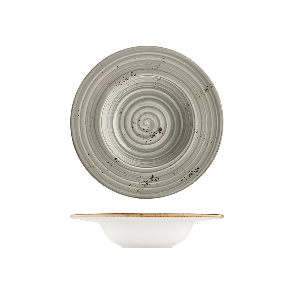 Turgla Supreme dia.11Inch  h:2.25Inch  16 oz. Round Gray Vitrified Deep Plate SKU: T-HASPGT28CK-6