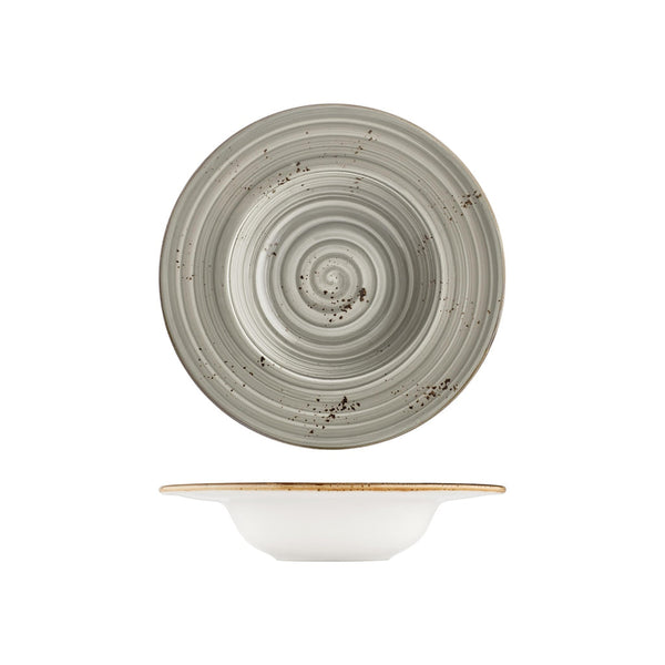 Turgla Supreme dia.11Inch  h:2.25Inch  16 oz. Round Gray Vitrified Deep Plate SKU: T-HASPGT28CK-6