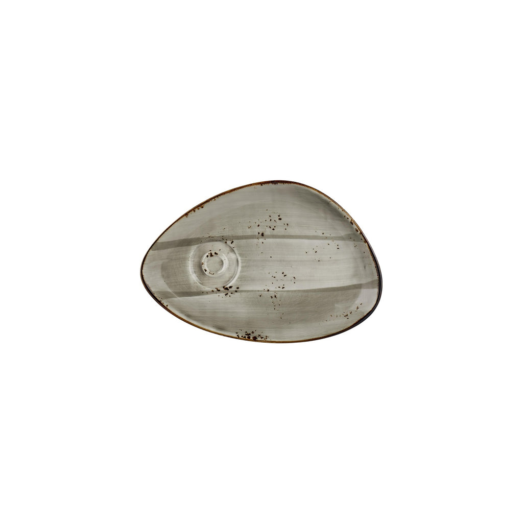 Turgla Supreme 9.75Inch  x 6.75Inch  x h:0Inch  Organic Gray Vitrified Saucer SKU: T-HASPZT01STB-12