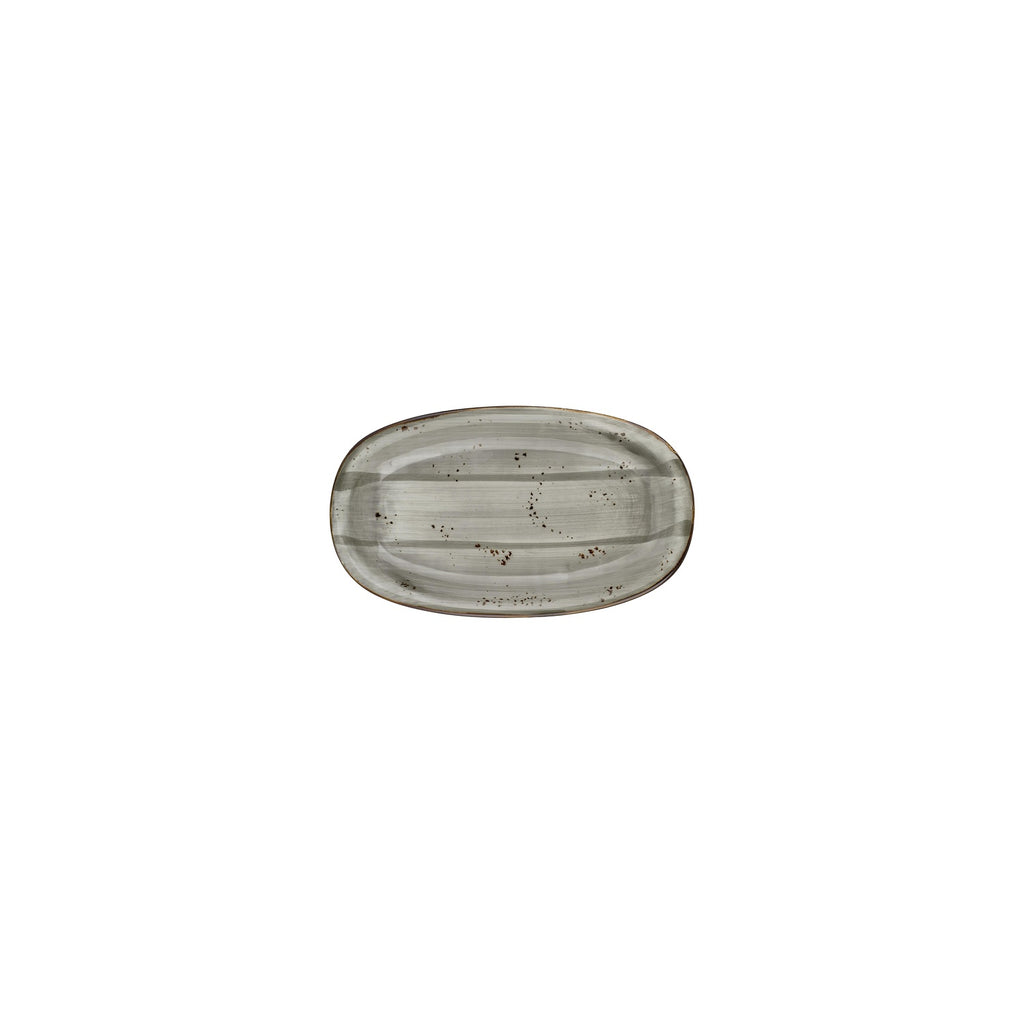 Turgla Supreme 7.5Inch  x 4.25Inch  x h:1Inch  Oval Gray Vitrified Platter SKU: T-HASPZT19OV-12