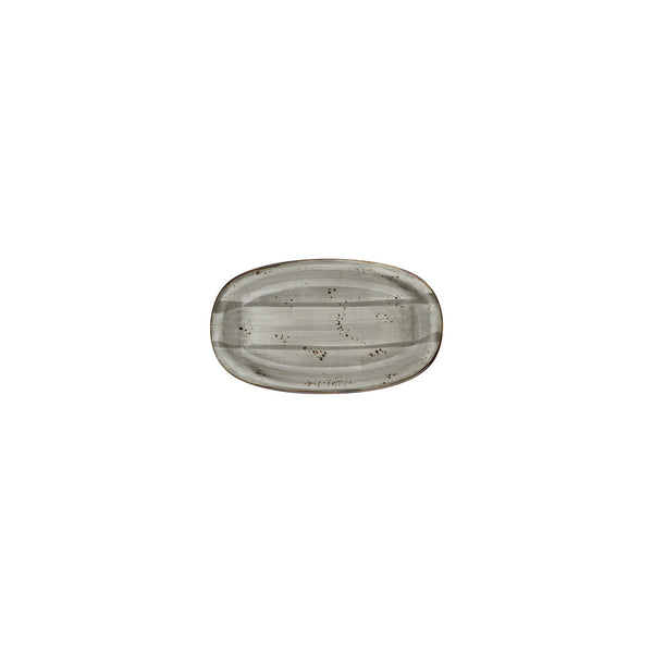 Turgla Supreme 7.5Inch  x 4.25Inch  x h:1Inch  Oval Gray Vitrified Platter SKU: T-HASPZT19OV-12