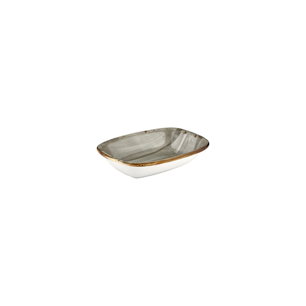 Turgla Supreme 7.75Inch  x 5.5Inch  x h:0Inch  Rectangular Gray Vitrified Deep Plate SKU: T-HASPZT20DKY-12