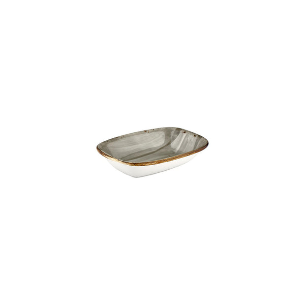 Turgla Supreme 7.75Inch  x 5.5Inch  x h:0Inch  Rectangular Gray Vitrified Deep Plate SKU: T-HASPZT20DKY-12