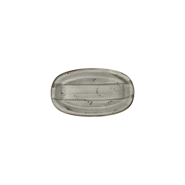 Turgla Supreme 9.5Inch  x 5.75Inch  x h:1Inch  Oval Gray Vitrified Platter SKU: T-HASPZT24OV-12