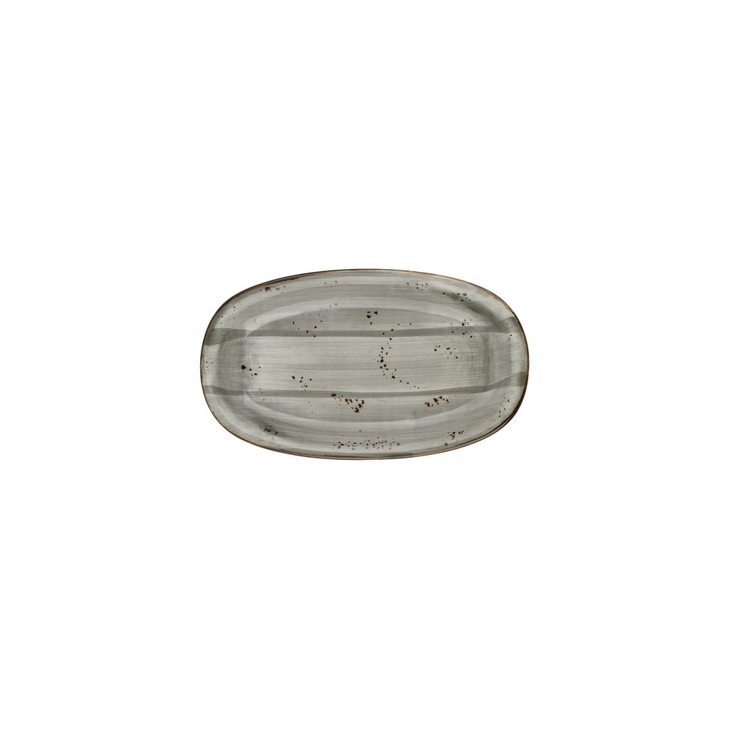 Turgla Supreme 9.5Inch  x 5.75Inch  x h:1Inch  Oval Gray Vitrified Platter SKU: T-HASPZT24OV-12