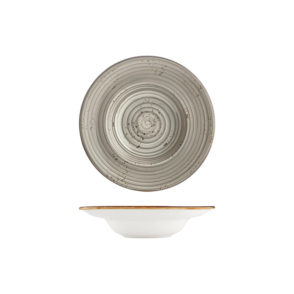 Turgla Supreme dia.9.75Inch  h:2.25Inch  14 oz. Round Gray Vitrified Deep Plate SKU: T-HASPZT25CK-6