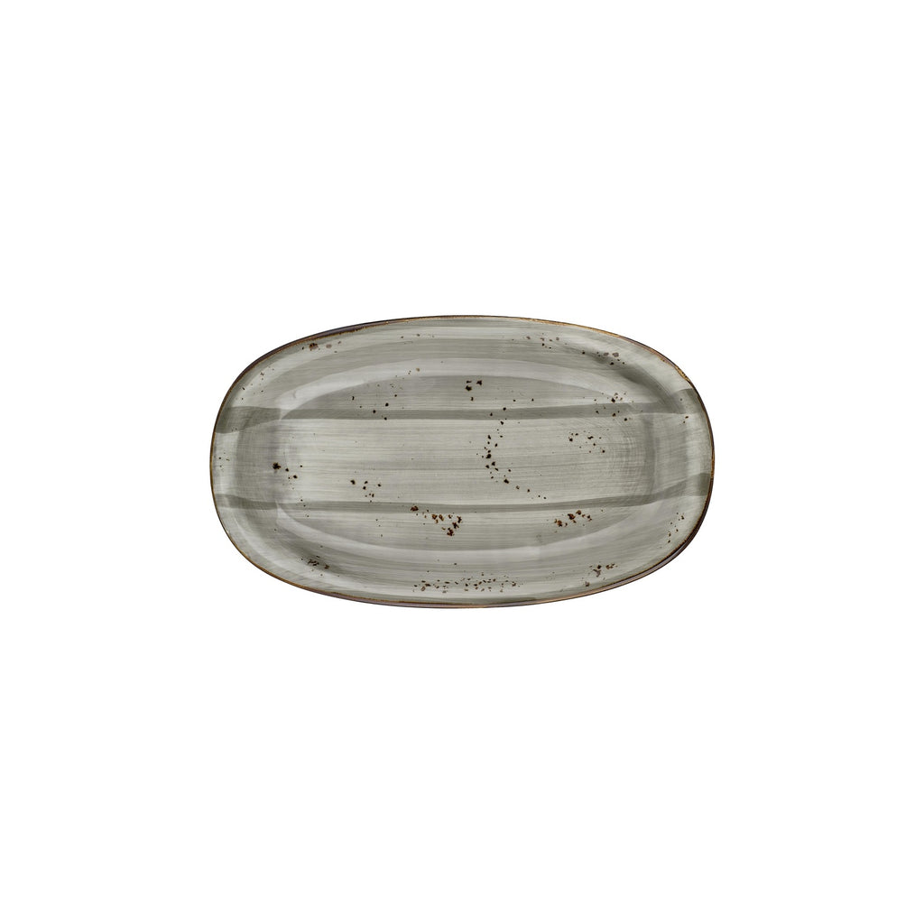Turgla Supreme 11.5Inch  x 7Inch  x h:1.25Inch  Oval Gray Vitrified Platter SKU: T-HASPZT29OV-6