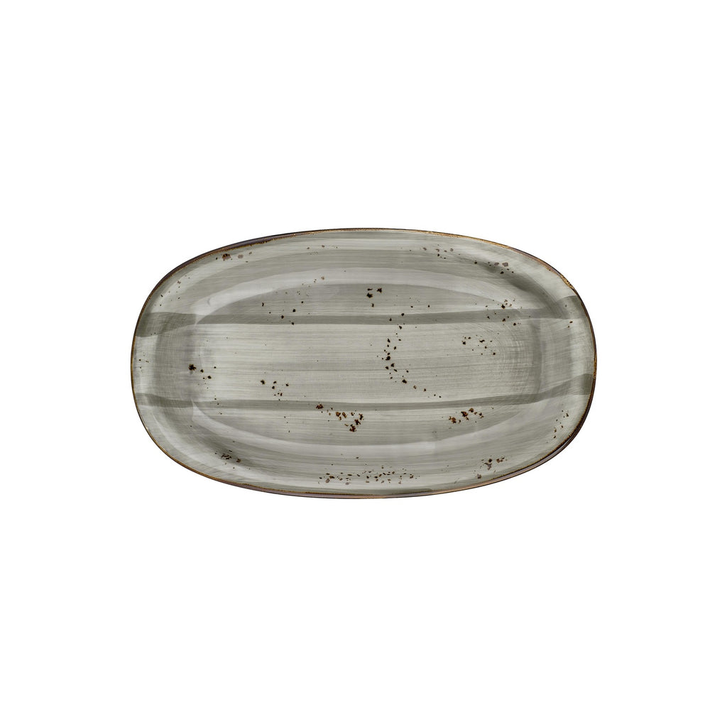 Turgla Supreme 13.5Inch  x 8Inch  x h:1.5Inch  Oval Gray Vitrified Platter SKU: T-HASPZT34OV-6