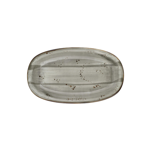 Turgla Supreme 13.5Inch  x 8Inch  x h:1.5Inch  Oval Gray Vitrified Platter SKU: T-HASPZT34OV-6