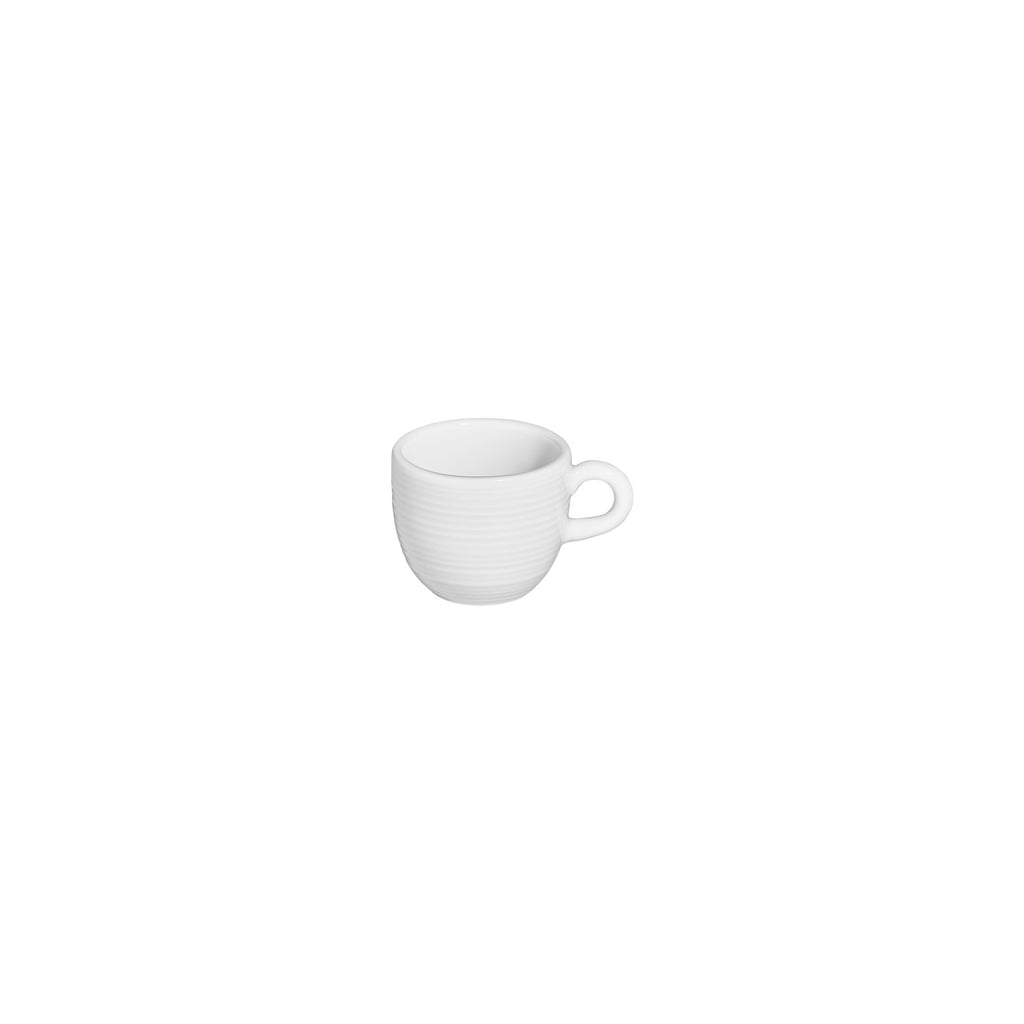 Turgla Helix White dia.2.25Inch  h:0Inch  3 oz. Round Warm White Vitrified Espresso Cup SKU: T-HL01KF-12