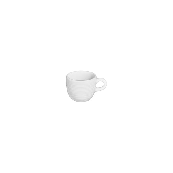 Turgla Helix White dia.2.25Inch  h:0Inch  3 oz. Round Warm White Vitrified Espresso Cup SKU: T-HL01KF-12