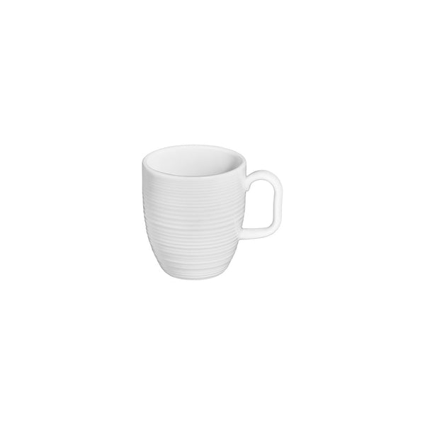 Turgla Helix White dia.3.25Inch  h:4Inch  11 oz. Round Warm White Vitrified Mug SKU: T-HL01MUG-6