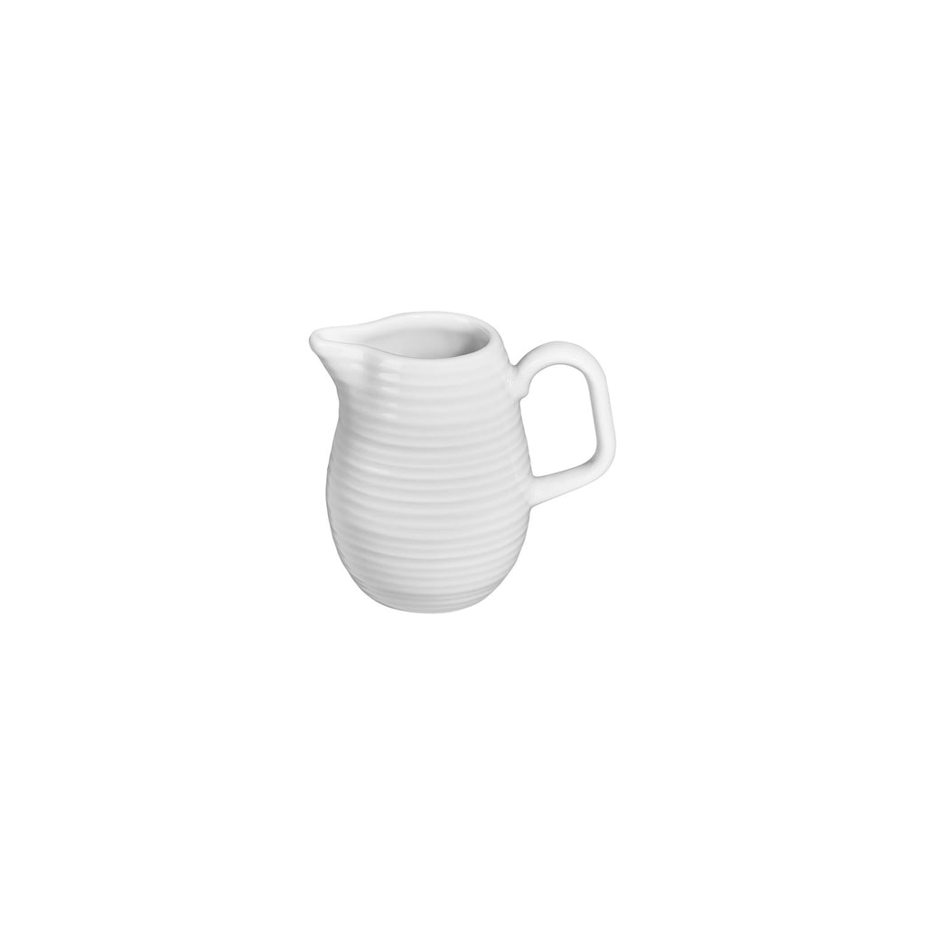 Turgla Helix White dia.4.25Inch  h:4Inch  10 oz. Round Warm White Vitrified Sauce Boat SKU: T-HL01SO-6