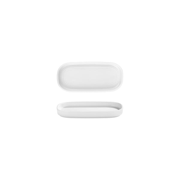 Turgla Helix White 7.75Inch  x 3.75Inch  x h:1Inch  Oval Warm White Vitrified Platter SKU: T-HL205OV-12
