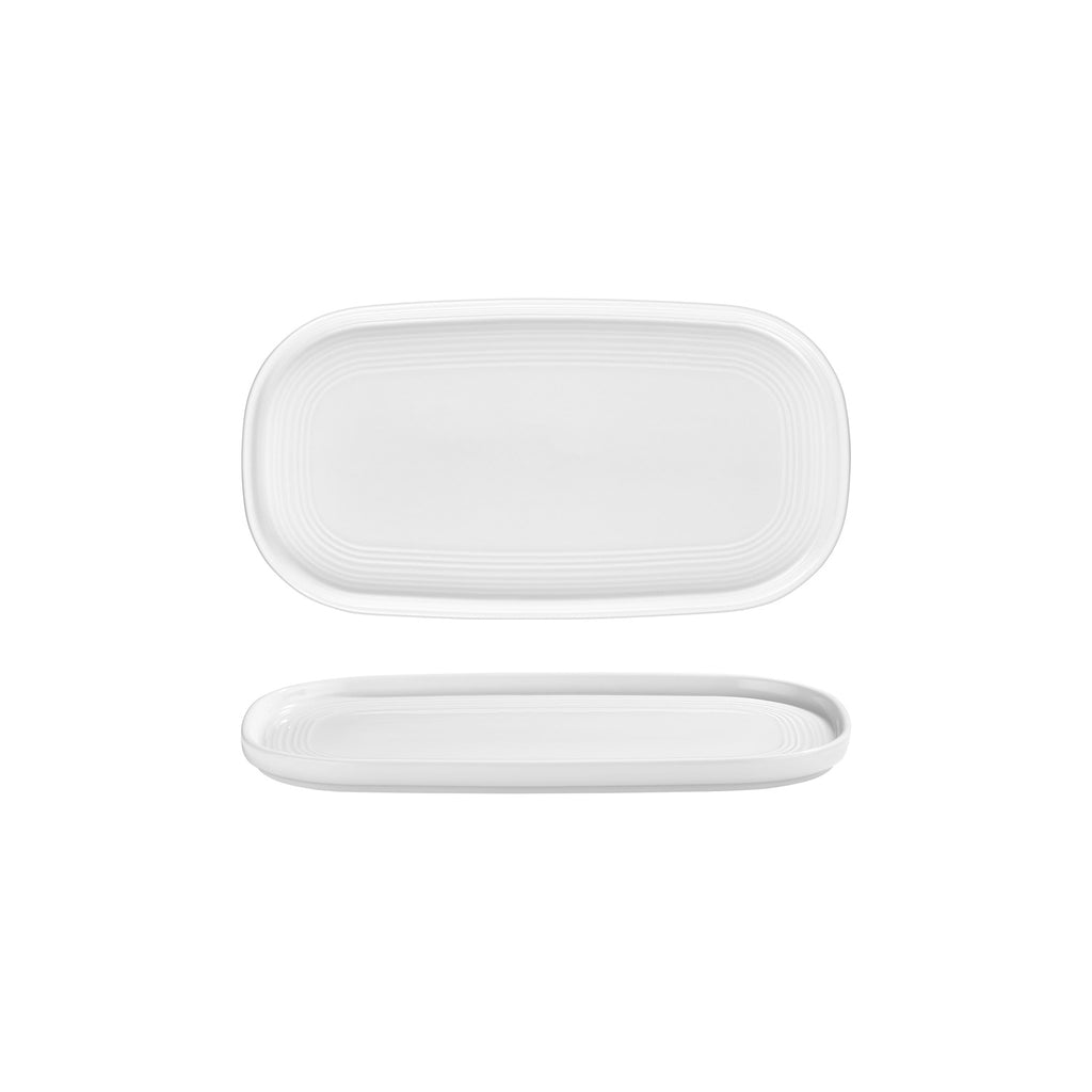 Turgla Helix White 11.75Inch  x 6.25Inch  x h:0.75Inch  Oval Warm White Vitrified Platter SKU: T-HL30OV-6