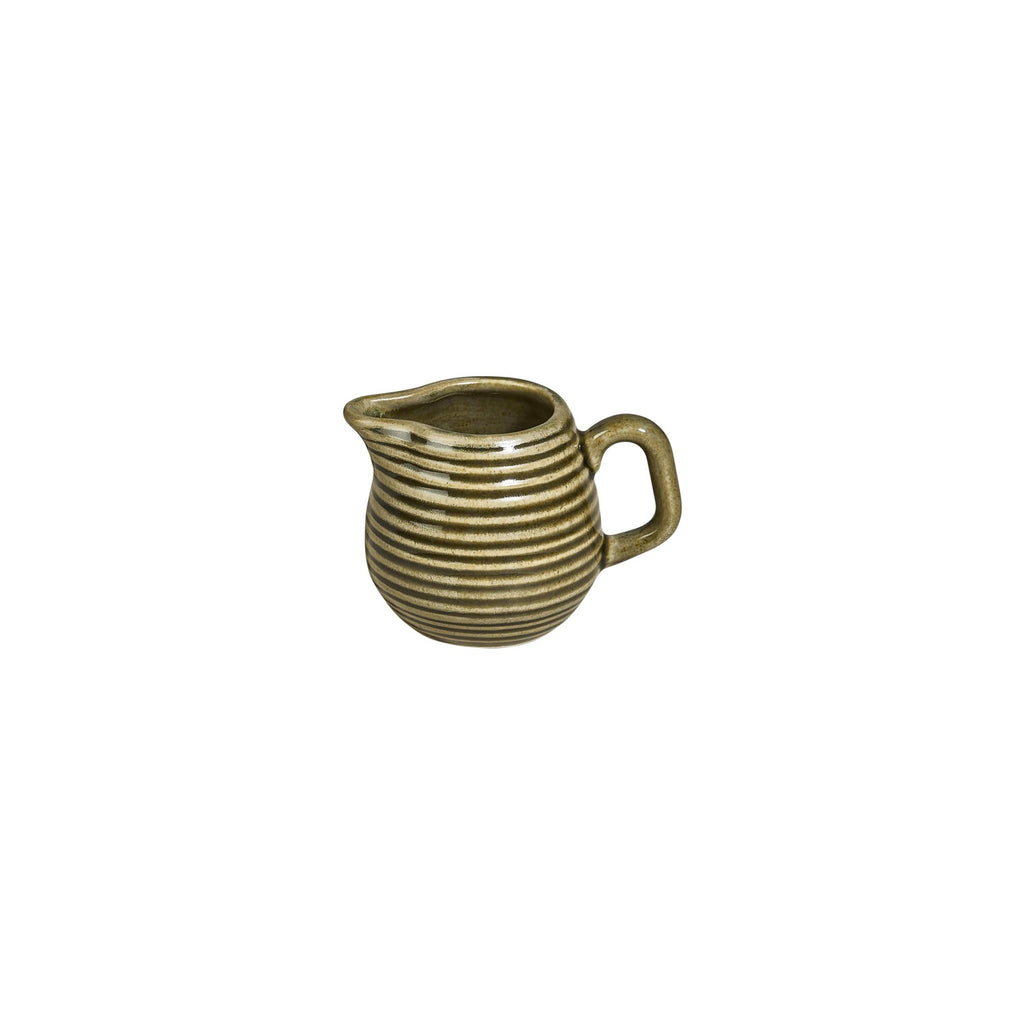 Turgla Helix Bamboo dia.3.25Inch  h:2.25Inch  3 oz. Round Green Vitrified Creamer SKU: T-HLBB01ST-12