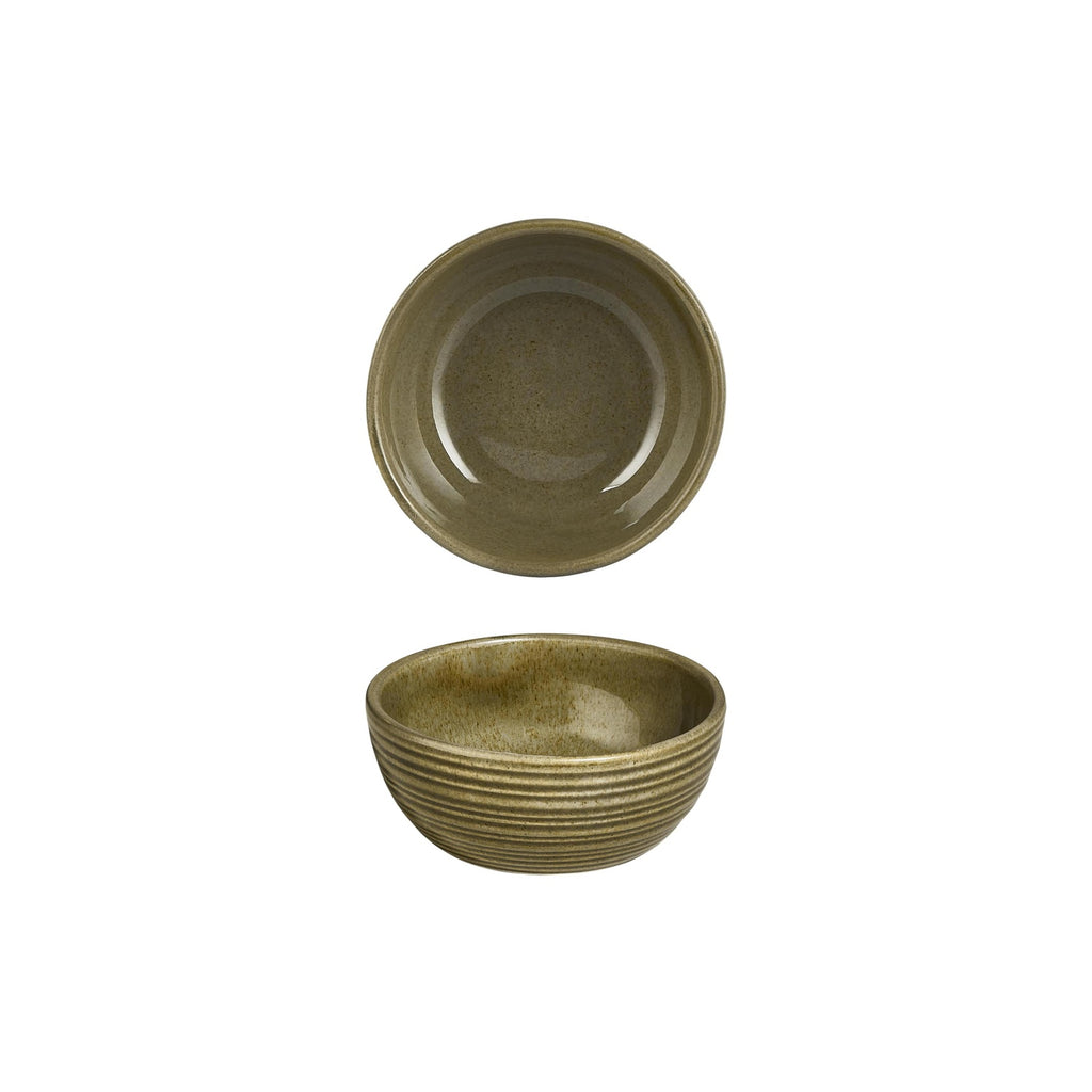 Turgla Helix Bamboo dia.3.75Inch  h:1.5Inch  5 oz. Round Green Vitrified Bowl SKU: T-HLBB95KS-24