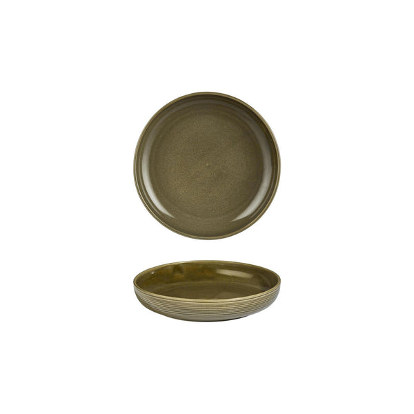 Turgla Helix Bamboo dia.7.5Inch  h:1.5Inch  24 oz. Round Green Vitrified Deep Plate SKU: T-HLBBCP19CK-6