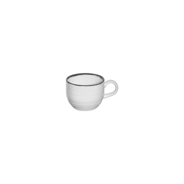 Turgla Helix Black dia.3.25Inch  h:2.5Inch  7 oz. Round Black Vitrified Cup SKU: T-HLBLA01CF-12