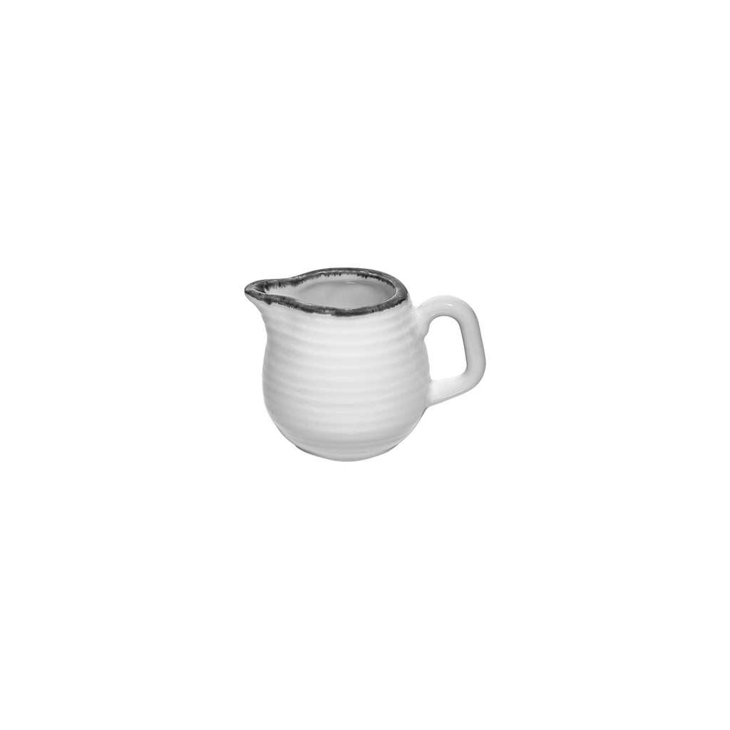 Turgla Helix Black dia.3.25Inch  h:2.25Inch  3 oz. Round Black Vitrified Creamer SKU: T-HLBLA01ST-12