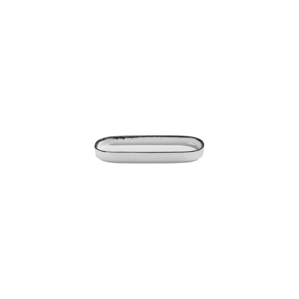 Turgla Helix Black 7.75Inch  x 3.75Inch  x h:1Inch  Oval Black Vitrified Platter SKU: T-HLBLA205OV-12