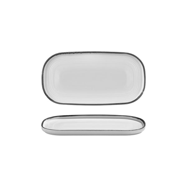 Turgla Helix Black 11.75Inch  x 6.25Inch  x h:0.75Inch  Oval Black Vitrified Platter SKU: T-HLBLA30OV-6