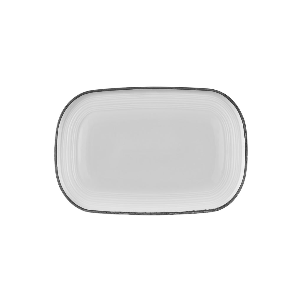 Turgla Helix Black 13.5Inch  x 9Inch  x h:0.75Inch  Oval Black Vitrified Platter SKU: T-HLBLA34OV-6