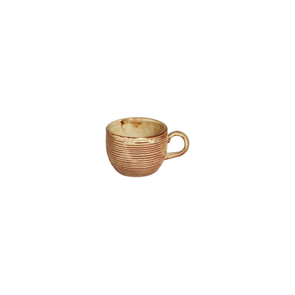 Turgla Helix Dune dia.3.25Inch  h:2.5Inch  7 oz. Round Orange Vitrified Cup SKU: T-HLDN01CF-12