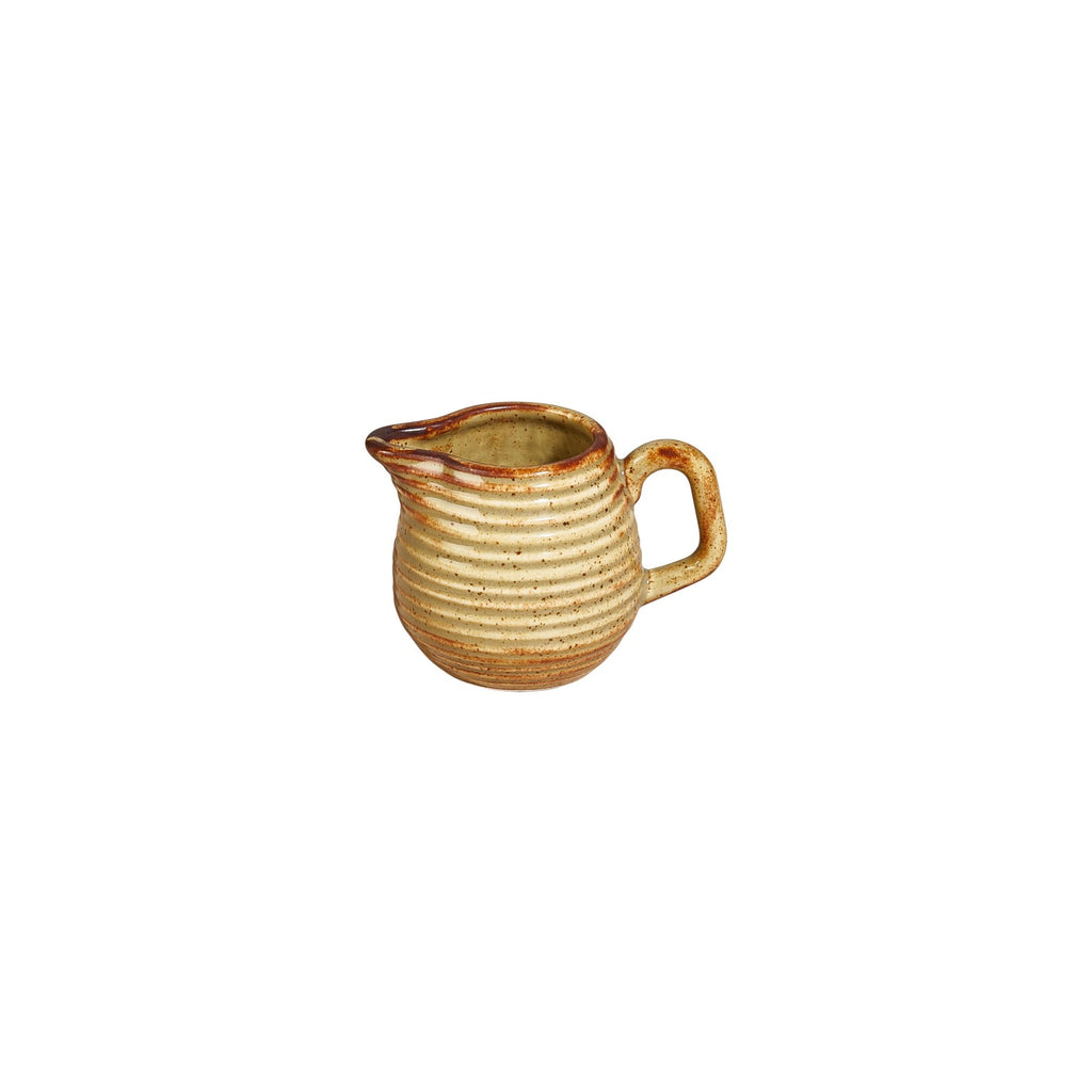 Turgla Helix Dune dia.3.25Inch  h:2.25Inch  3 oz. Round Orange Vitrified Creamer SKU: T-HLDN01ST-12