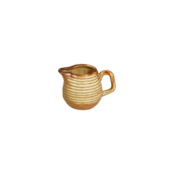 Turgla Helix Dune dia.3.25Inch  h:2.25Inch  3 oz. Round Orange Vitrified Creamer SKU: T-HLDN01ST-12