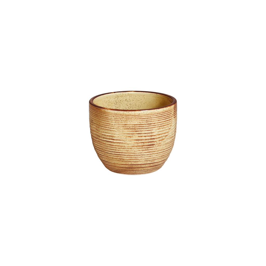 Turgla Helix Dune dia.3.25Inch  h:2.5Inch  7 oz. Round Orange Vitrified Cup SKU: T-HLDN02CF-12