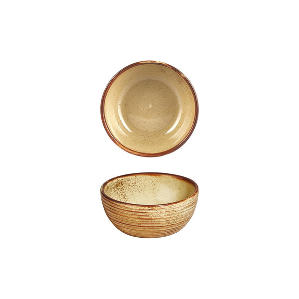 Turgla Helix Dune dia.2.75Inch  h:1.25Inch  2 oz. Round Orange Vitrified Bowl SKU: T-HLDN07KS-24
