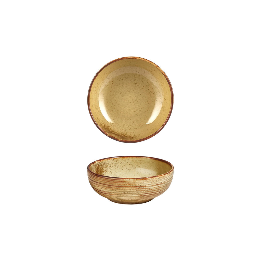 Turgla Helix Dune dia.6.25Inch  h:2.5Inch  25 oz. Round Orange Vitrified Bowl SKU: T-HLDN16KS-12