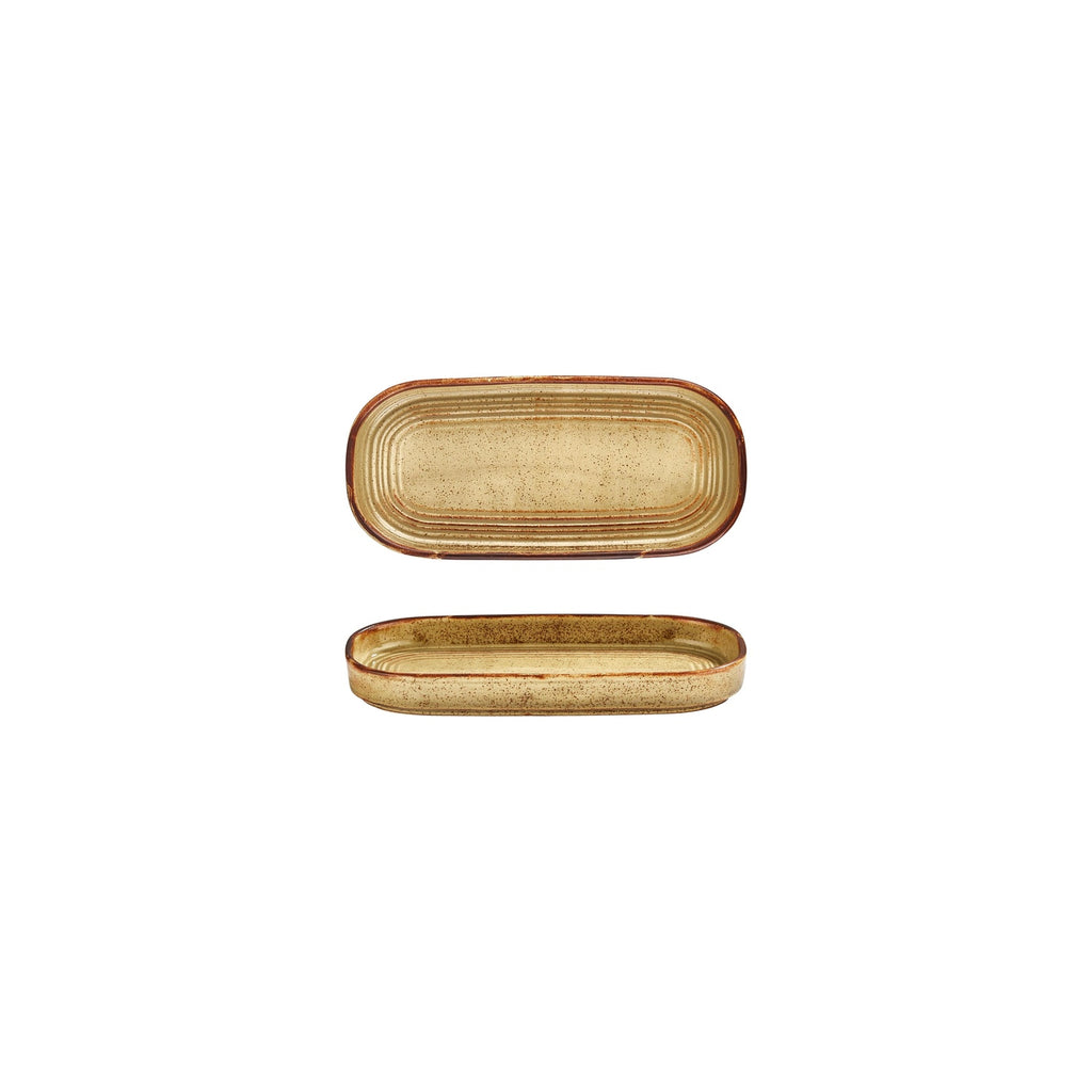 Turgla Helix Dune 7.75Inch  x 3.75Inch  x h:1Inch  Oval Orange Vitrified Platter SKU: T-HLDN205OV-12