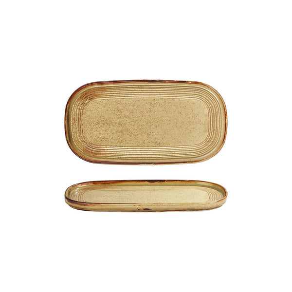 Turgla Helix Dune 11.75Inch  x 6.25Inch  x h:0.75Inch  Oval Orange Vitrified Platter SKU: T-HLDN30OV-6