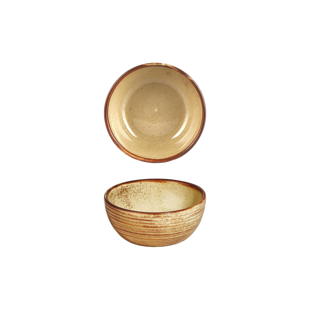 Turgla Helix Dune dia.3.75Inch  h:1.5Inch  5 oz. Round Orange Vitrified Bowl SKU: T-HLDN95KS-24