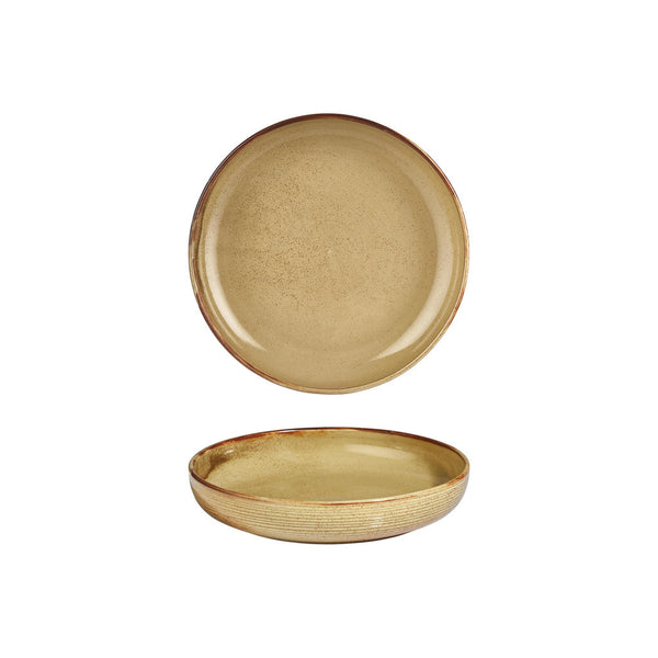 Turgla Helix Dune dia.9Inch  h:2Inch  42 oz. Round Orange Vitrified Deep Plate SKU: T-HLDNCP23CK-6