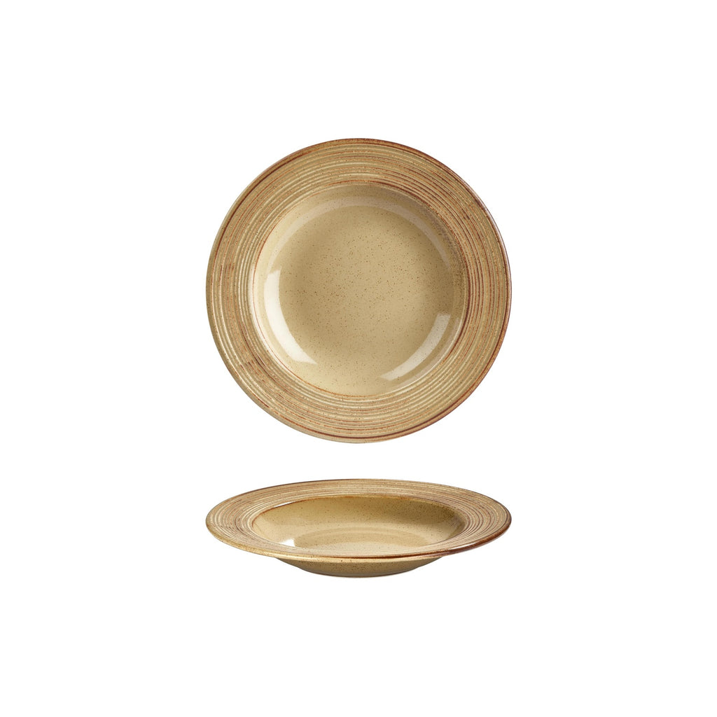 Turgla Helix Dune dia.9Inch  h:0Inch  10 oz. Round Orange Vitrified Deep Plate SKU: T-HLDNGT23CK-12