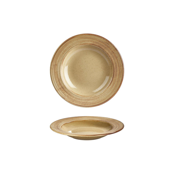 Turgla Helix Dune dia.9Inch  h:0Inch  10 oz. Round Orange Vitrified Deep Plate SKU: T-HLDNGT23CK-12